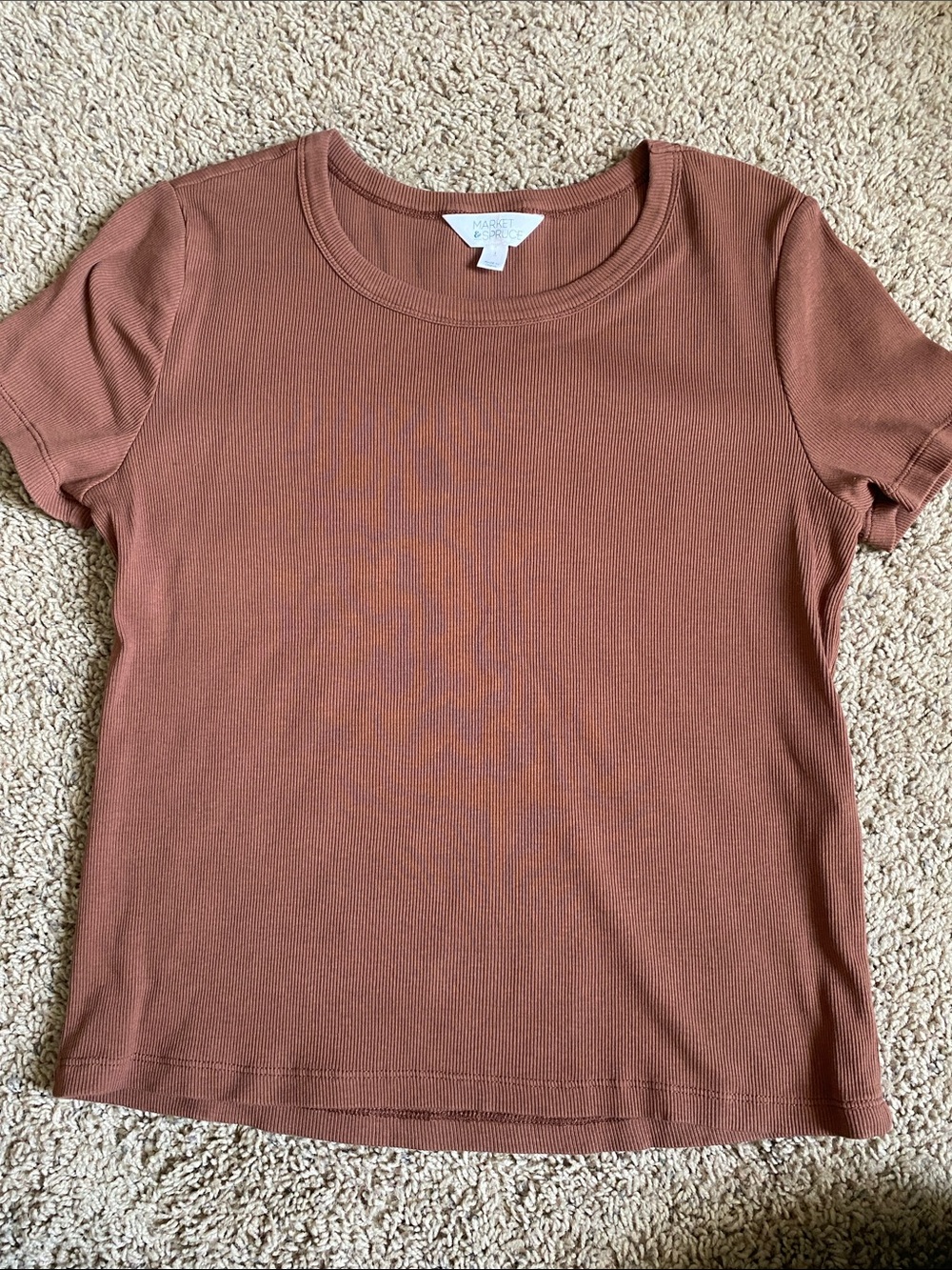 Market & Spruce Ribbed Short Sleeve Tee - Rust